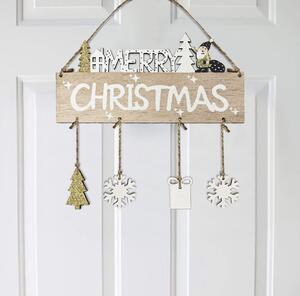 Tutumi, függő karácsonyi ajtódísz 20x21 cm KL-21X13, barna-fehér, CHR-00672