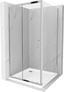 Mexen Apia csúsztatható zuhanykabin 90 x 90 cm, 5 mm-es üveg, króm profil-átlátszó üveg + vékony zuhanytálca 5 cm, 840-090-090-01-00-4010