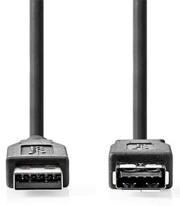 Nedis CCGL61010BK20 USB3.2 toldó / hosszabító kábel, USB 3.2 Gen 1, USB A dugó, USB-A aljzat, 5 Gbps, hossz: 2m