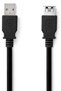 Nedis CCGL61010BK20 USB3.2 toldó / hosszabító kábel, USB 3.2 Gen 1, USB A dugó, USB-A aljzat, 5 Gbps, hossz: 2m