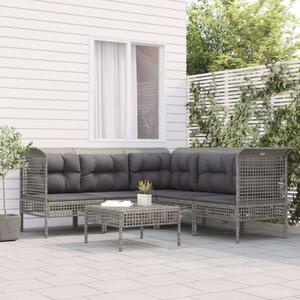 VidaXL 6 részes szürke polyrattan kerti ülőgarnitúra párnákkal