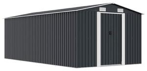 Antracitszürke fém kerti fészer 257 x 489 x 181 cm