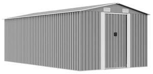 Szürke fém kerti fészer 257 x 489 x 181 cm
