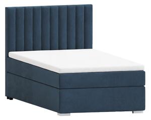 Sötétkék kárpitozott ágyneműtartós egyszemélyes ágy ágyráccsal 90x200 cm Bunny – Ropez