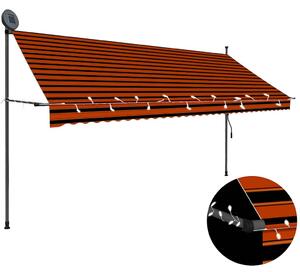 Narancssárga-barna kézzel feltekerhető LED-es napellenző 350 cm