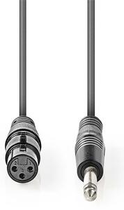 Nedis félprofi audió kábel COTH15120GY30, 6,35mm monó jack dugó - 3p XLR aljzat, hossz 3m, rugalmas