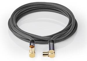 Nedis CSTB40015WT50 koax RF kábel, koax férfi (dugó), koax nő (aljzat), 75 Ohm, Négyszeresen árnyékolt, 5m
