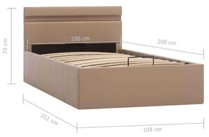 VidaXL kávészínű műbőr LED-es hidraulikus ágykeret 100 x 200 cm