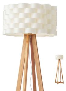 INGE modern állólámpa natúr fa fehér ernyővel/búrával, 1Xmax. 42W