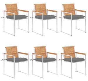 6 db tömör tíkfa kerti szék párnákkal