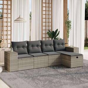 VidaXL Polyrattan Kerti Ülőgarnitúra - 5 részes - Világosszürke