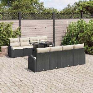 Kerti Kanapé Szett párnával 7 pcs Fekete Poli rattan