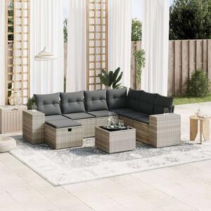 VidaXL Polyrattan Kerti Ülőgarnitúra - 8 részes, Világosszürke