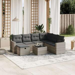 VidaXL Polyrattan Kerti Ülőgarnitúra - 8 részes, Világosszürke