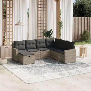 VidaXL Polyrattan Kerti Ülőgarnitúra - 7 részes, Világosszürke