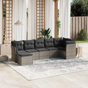 VidaXL Polyrattan Kerti Ülőgarnitúra - 7 részes - Világosszürke