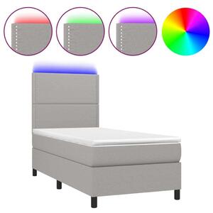 LED-es Rugós Ágy - 100x200 cm - Világosszürke