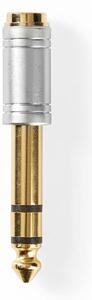 Nedis sztereó audio adapter, 6.35 mm Dugasz, 3.5 mm Aljzat, aranyozott, fém, ezüst, 1db (CAGC23930ME)