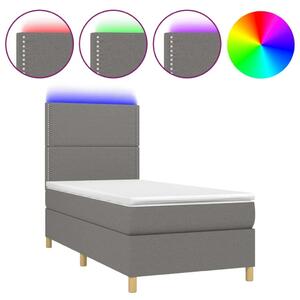 LED-es Ágy - Sötétszürke Szövet - 100x200 cm