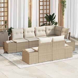 Kerti Kanapé Szett tárolóval 7 pcs Beige és krém polirattan