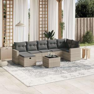 Polyrattan Kerti Ülőgarnitúra - 8 részes - Világosszürke