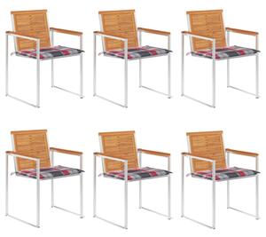 6 db tömör akácfa kerti szék párnákkal