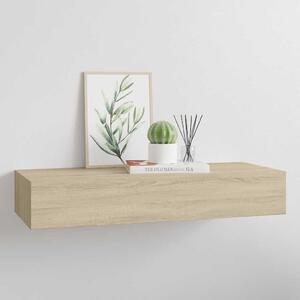 Tölgyszínű MDF falra szerelhető fiókos polc 60 x 23,5 x 10 cm
