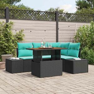 VidaXL Kerti Kanapé Szett 5 db Fekete Poly Rattan