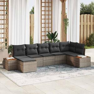 Kerti Kanapé Szett párnával tárolóval 8 pcs Szürke Polyrattan