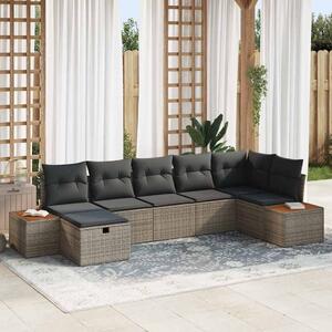 Kerti Kanapé Szett párnával 7 pcs Szürke Poli rattan