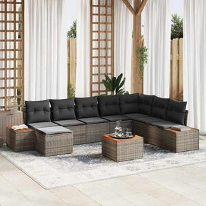 Kerti Kanapé Szett párnával tárolóval 9 pcs Szürke Polyrattan