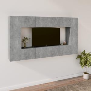 8 részes betonszürke szerelt fa TV-szekrényszett