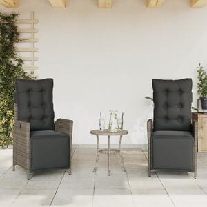 VidaXL 2 db szürke polyrattan dönthető kerti szék lábtartóval