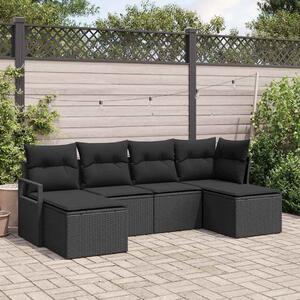 Kanapé Szett párnával tárolóval 6 pcs Fekete polirattan