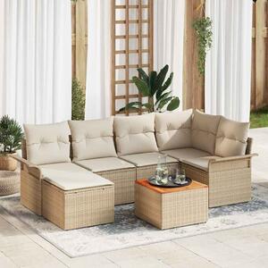 Kerti Kanapé Szett tárolóval 7 pcs Beige és krém polirattan