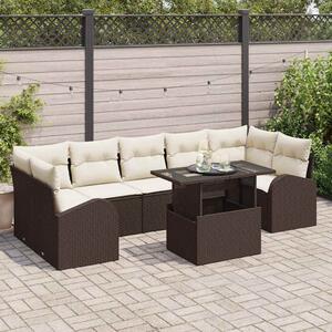 Kerti Kanapé Szett párnával tárolóval 8 pcs Barna Poly Rattan