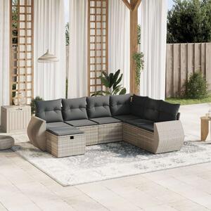 VidaXL Polyrattan Kerti Ülőgarnitúra - 7 részes, Világosszürke