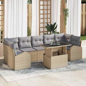 Kerti Kanapé Szett párnával tárolóval 8 pcs Bézs Poly Rattan