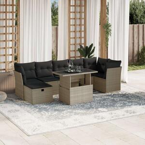 VidaXL Polyrattan Kerti Ülőgarnitúra - 8 részes - Világosszürke
