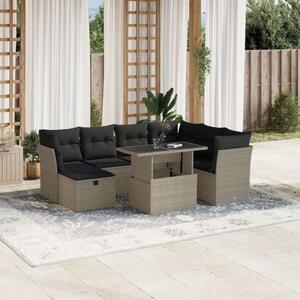 VidaXL Polyrattan Kerti Ülőgarnitúra - 8 részes - Világos Szürke