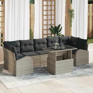Kerti Kanapé Szett párnával 8 pcs Világosszürke Poli rattan