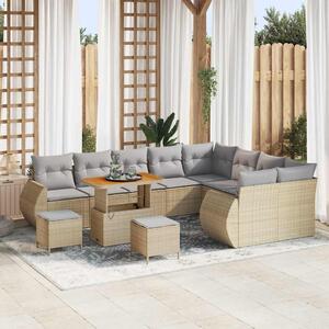 Kerti Kanapé Szett 12 pcs Beige és Világosszürke Poly Rattan