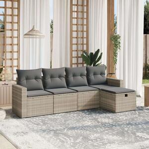 VidaXL Polyrattan Kerti Ülőgarnitúra - 5 részes - Világosszürke