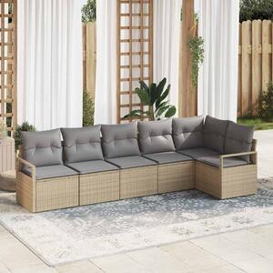 Kanapé Szett 6 pcs Bézs polirattan
