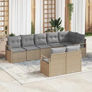 Kanapé Szett 8 pcs Bézs polirattan