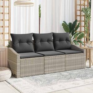 Kerti Kanapé Szett 3 pcs Világosszürke Poli rattan