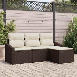 Kanapé Szett párnával 4 pcs Barna polirattan