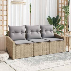 Kanapé Szett párnával 3 pcs Bézs polirattan
