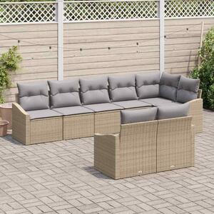 Kanapé Szett párnával 8 pcs Bézs polirattan