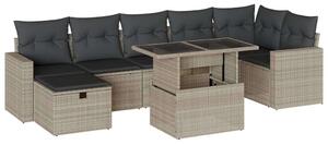 VidaXL Polyrattan Kerti Ülőgarnitúra - 8 részes - Világosszürke